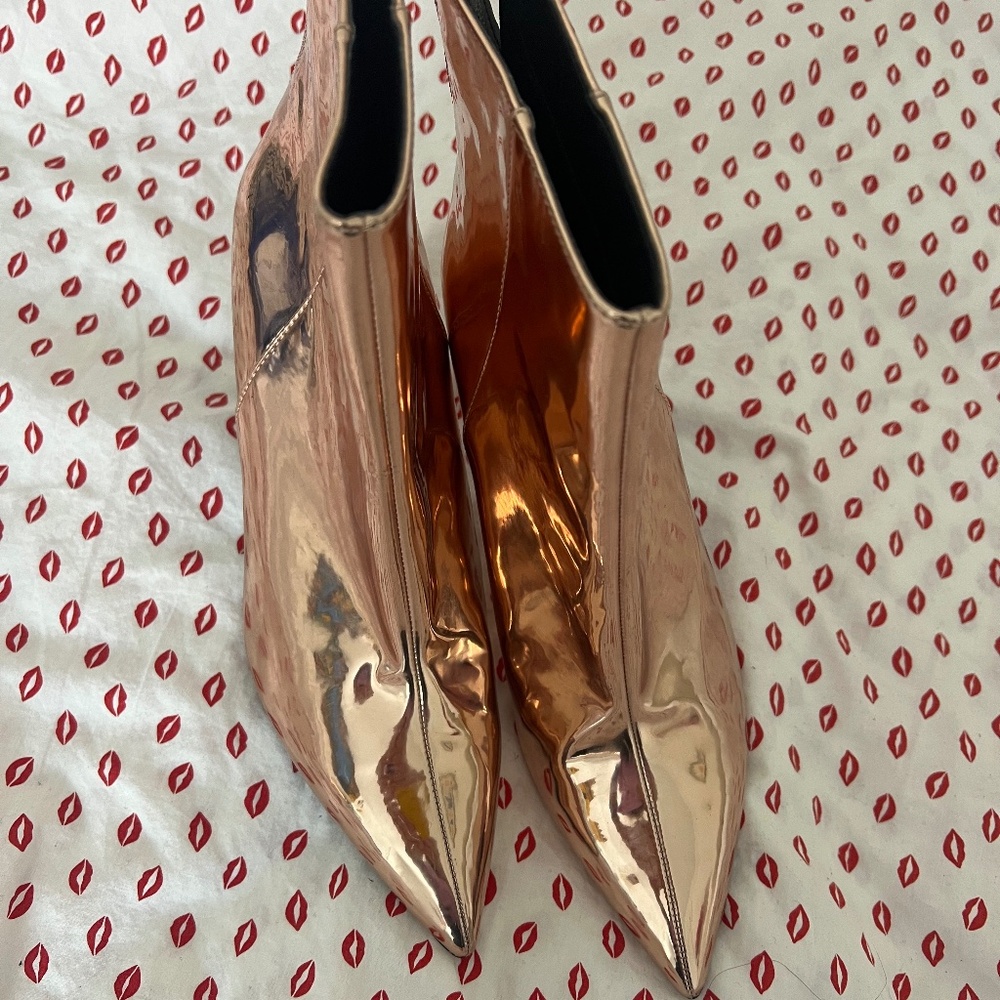Topshop mirrored peach booties